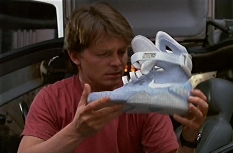 Marty checks out his new kicks.